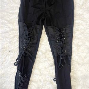 Nasty Gal Denim Black laced up jeans Meduim